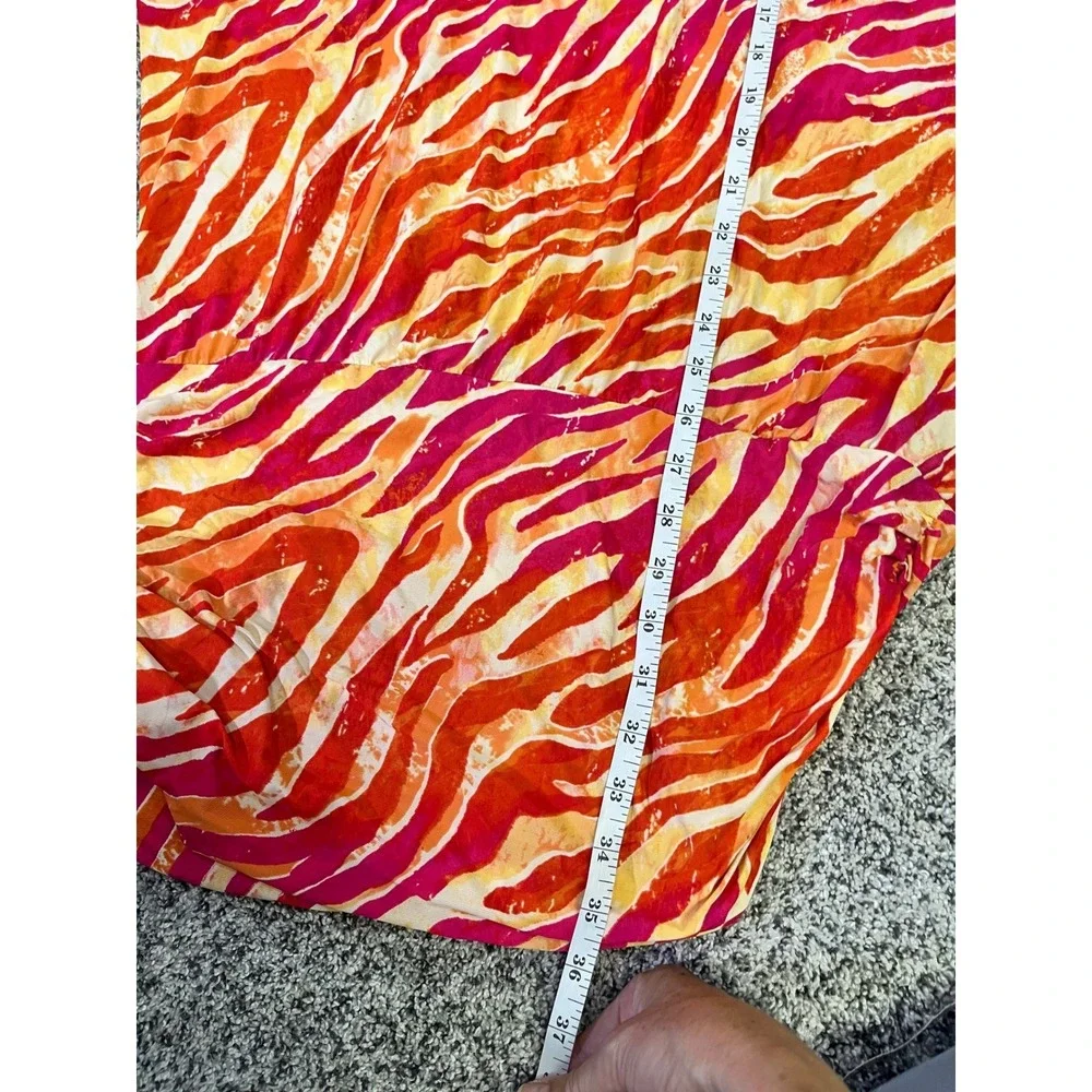 Carmen Marc Valvo Zebra Print‎ Cover Up Dress Orange Pink Swim Kaftan Tunic M L
